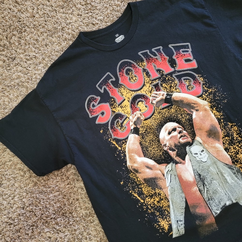 Stone Cold Steve Austin WWE black red Yellow Graphic Tee T-shirt Legends 90S Y2K - Picture 8 of 8